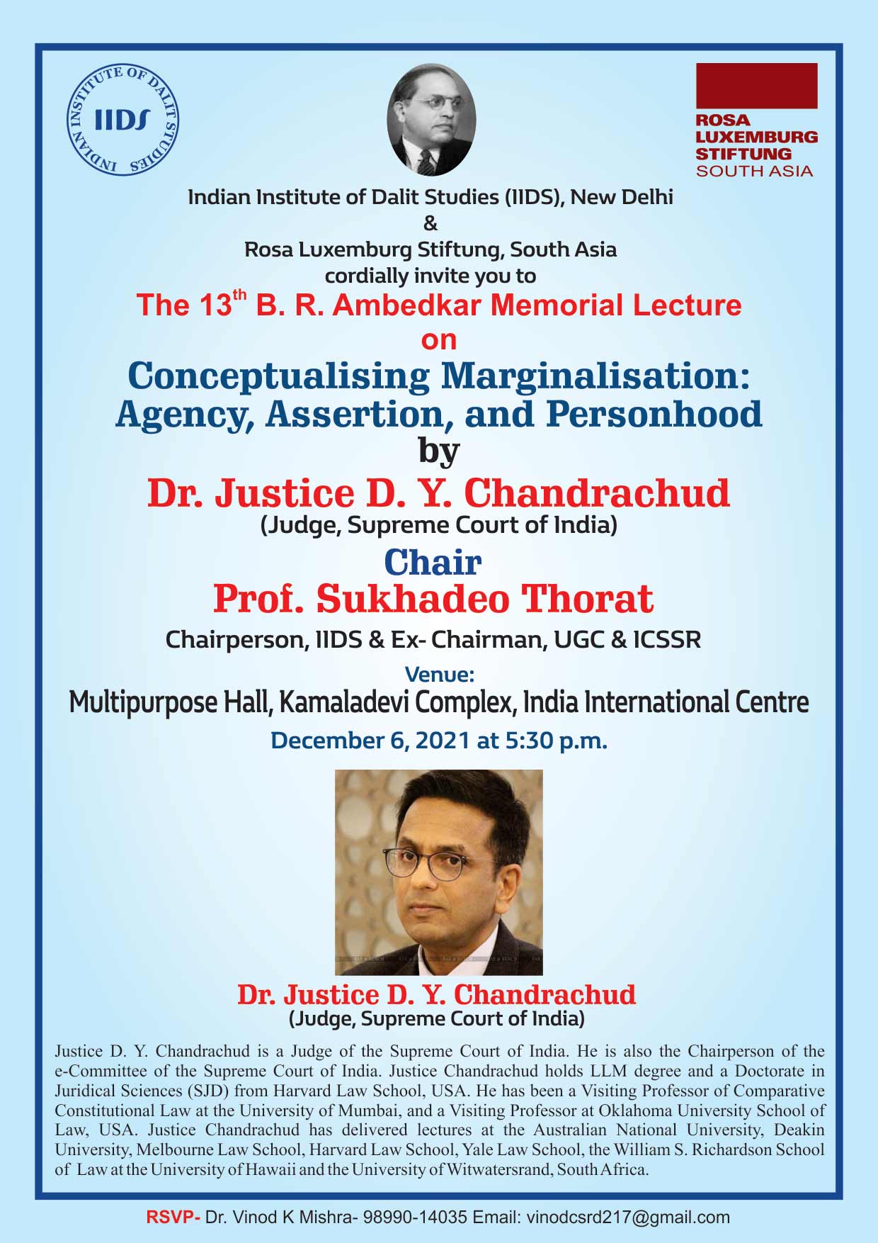 13th Dr B R Ambedkar Memorial Lecture By Justice Dr D Y Chandrachud ...